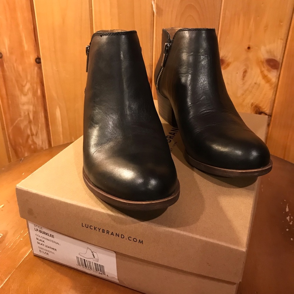 Lucky brand black leather booties